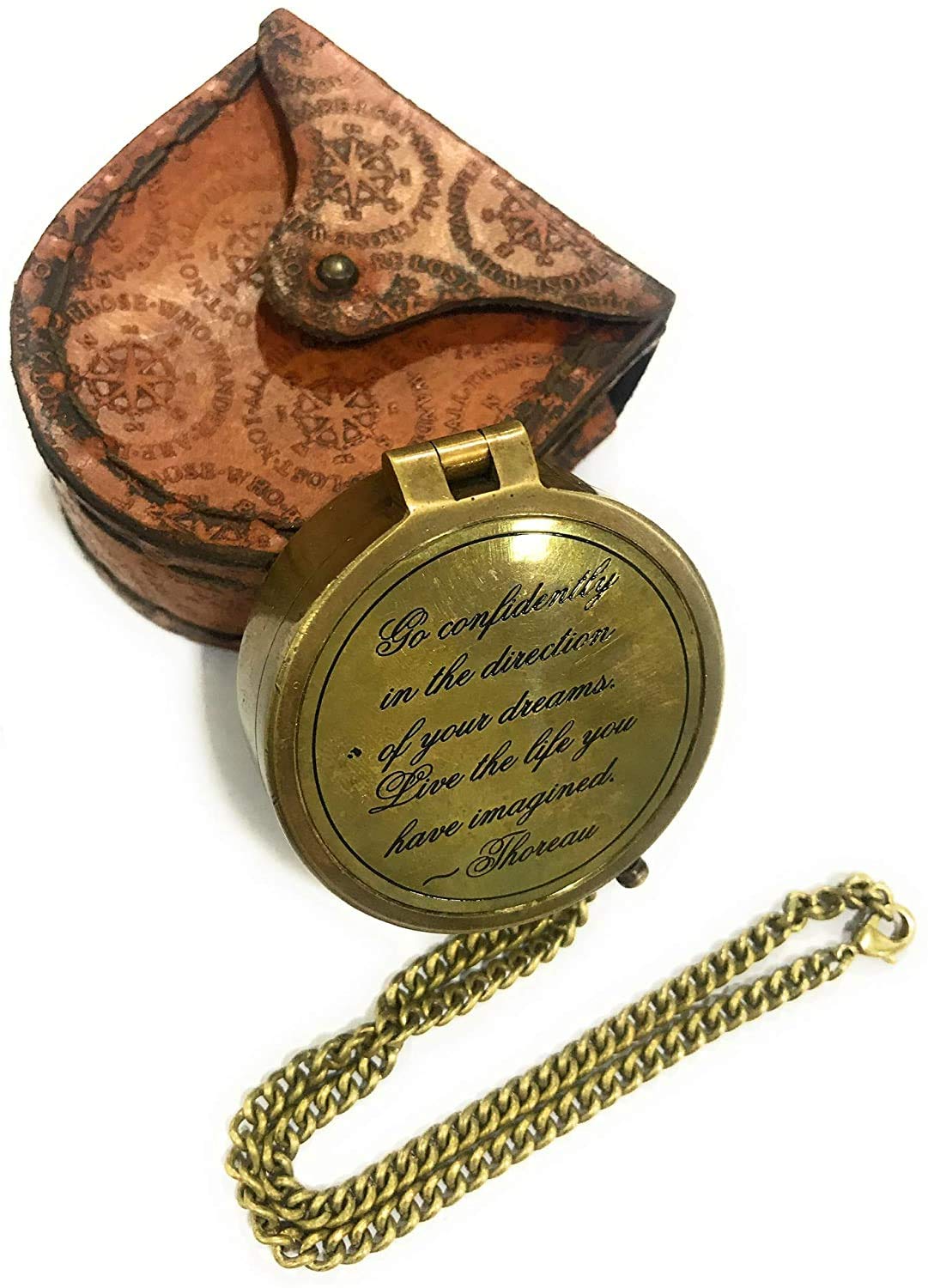 NauticalMart Brass Compass Go Confidently Directional Magnetic Pocket Gift for Camping, Hiking and Touring