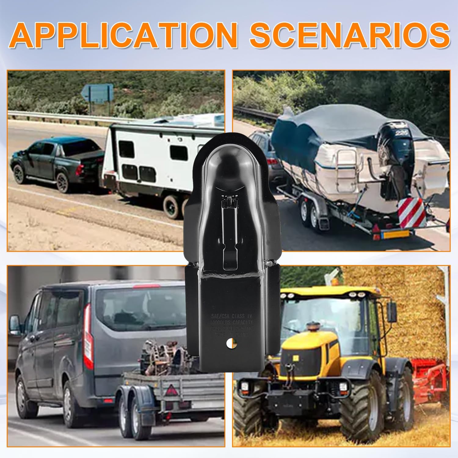 2 5/16 Straight Trailer Coupler with 14000 lbs Trailer Tongue Coupler, Fits 2-5/16"" Hitch Balls &, 3" Channels Width,Black Powder-Coat for Rust Resistance