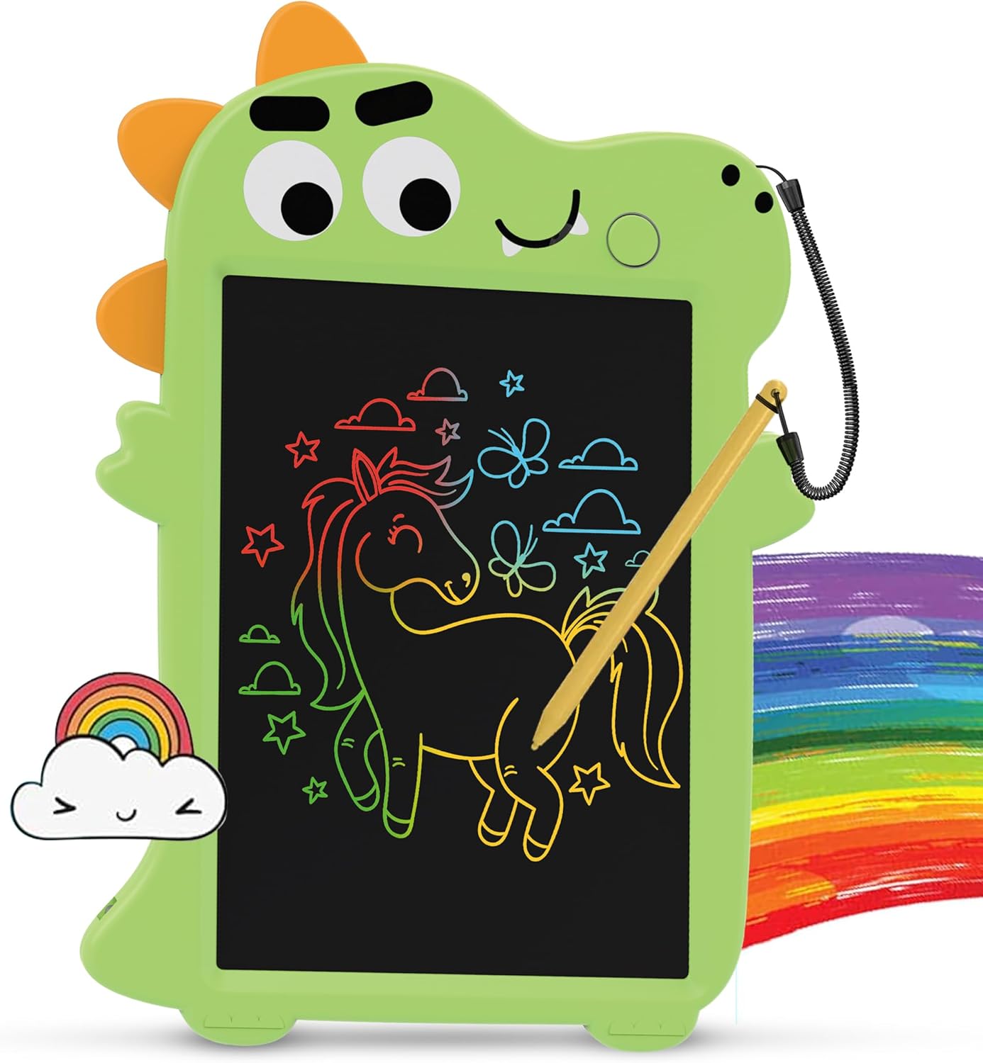 Henry & Colin Dinosaur-Themed LCD Writing Tablet for Kids – Reusable, Travel-Friendly Drawing Pad for Boys & Girls Ages 3 & Up. Perfect for Creativity, Fun, Learning, and Education (Green)