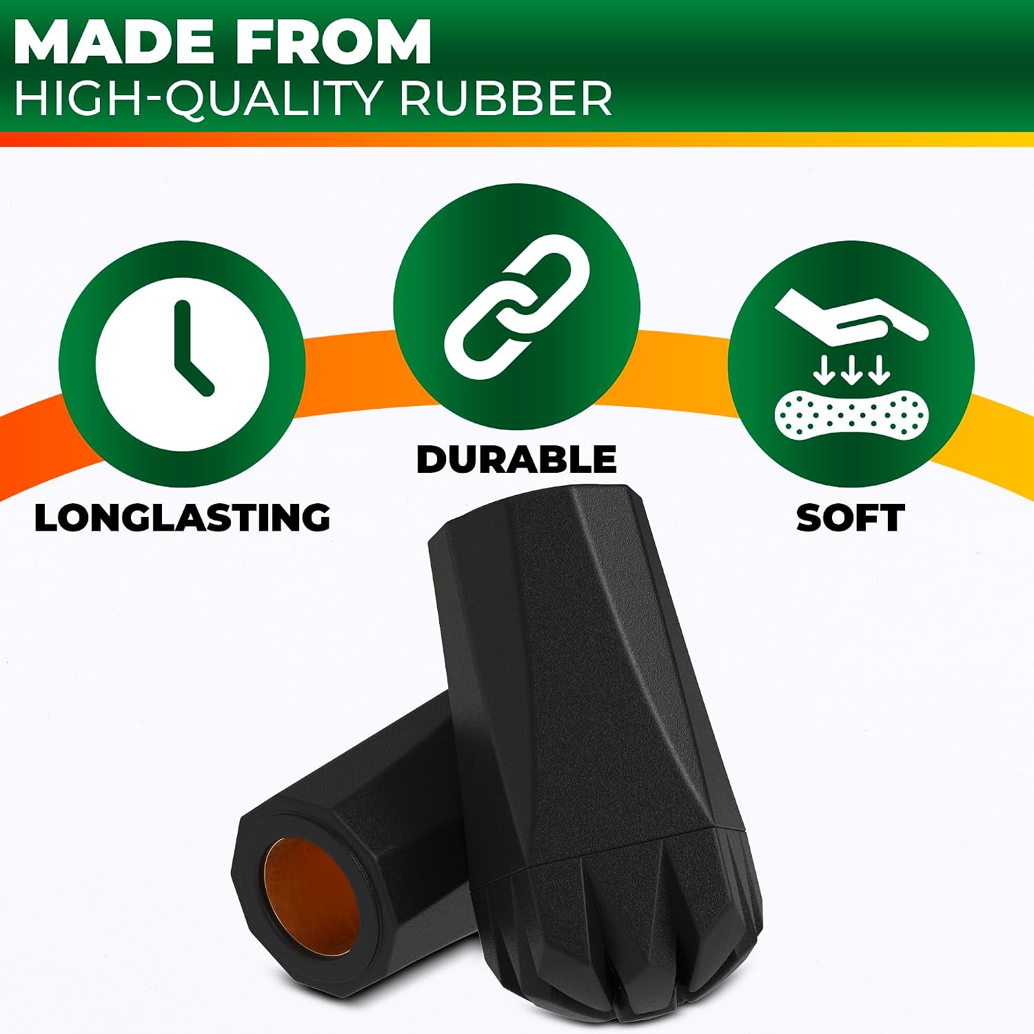 6 Pcs Rubber Tips for Hiking Poles – Rubber Cane Tips Replacement, Durable Long-Lasting Design, Slip-Resistant Grip – Suitable for Multiple Brands | Walking Support in the City and in Nature Trails