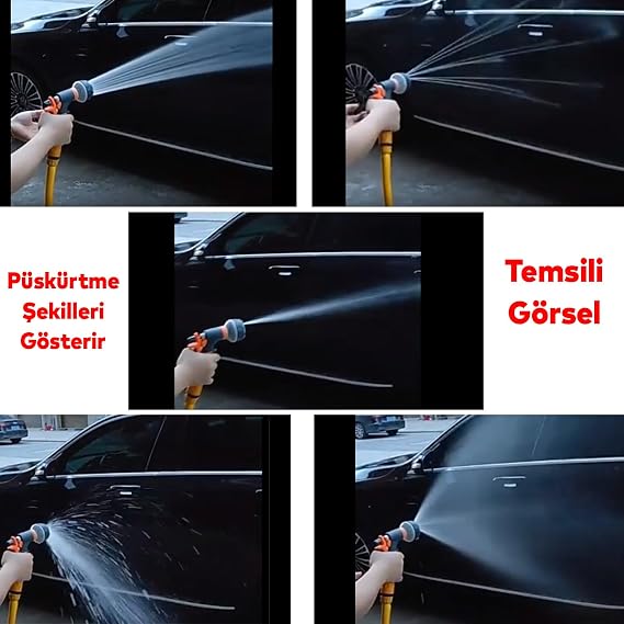 Badem10 Otomatik 6 Fonksiyonlu Araba Yıkama Bahçe Sulama Temizleme Tabancası Tetikli Ayarlı Tabanca
