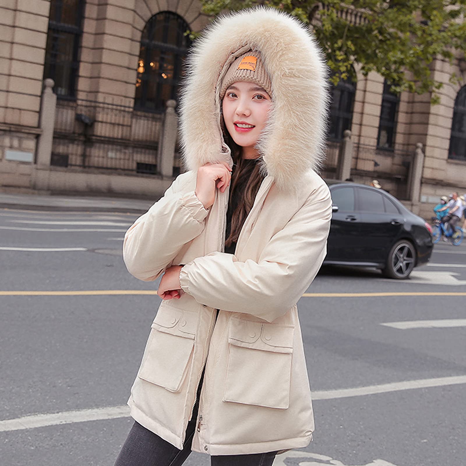 Doudoune D'hiver Chaude Pour Femmes - Manteau Matelassé Avec Capuche, Extérieur Peluche, épais, Pour Ski Et Quotidien