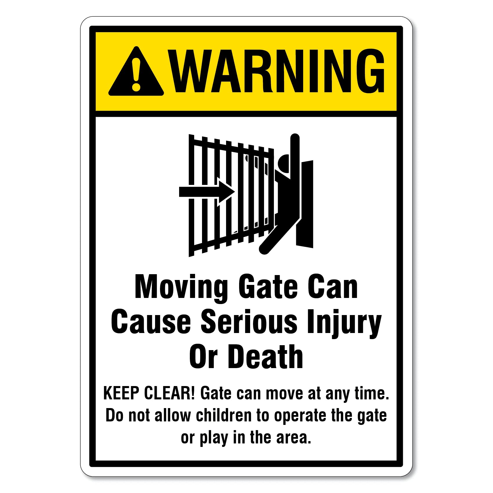 XingFox Metal Tin Sign Warning Sign – Moving Gate Warning Signs Caution Danger Safety Safety Notice Signs Indoor/Outdoor Use 12x16 Inch
