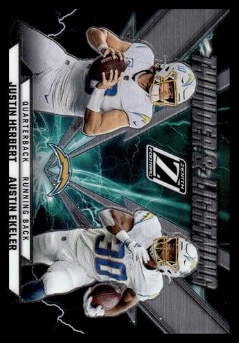 2022 Panini Zenith Thunder and Lightning #18 Austin EkelerJustin Herbert NM-MT Los Angeles Chargers Football Trading Card