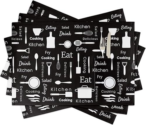 Miniatura 8 de Manteles individuales rústicos de verano con hojas verdes de limón para mesa de comedor, juego de 2 manteles individuales de lino de algodón con