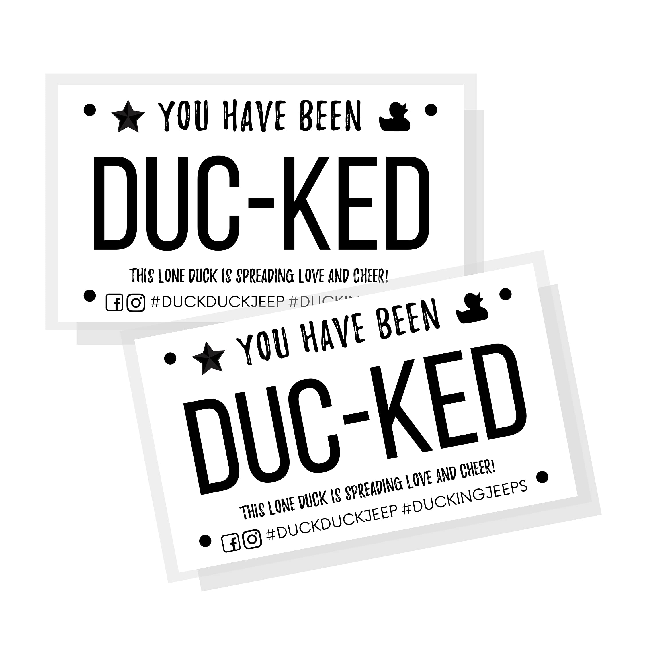 Crafters Cup You've Been Ducked Card | 50 Pack | Duck Duck Tag 3.5 x 2 Business Card Size | White License Plate Design