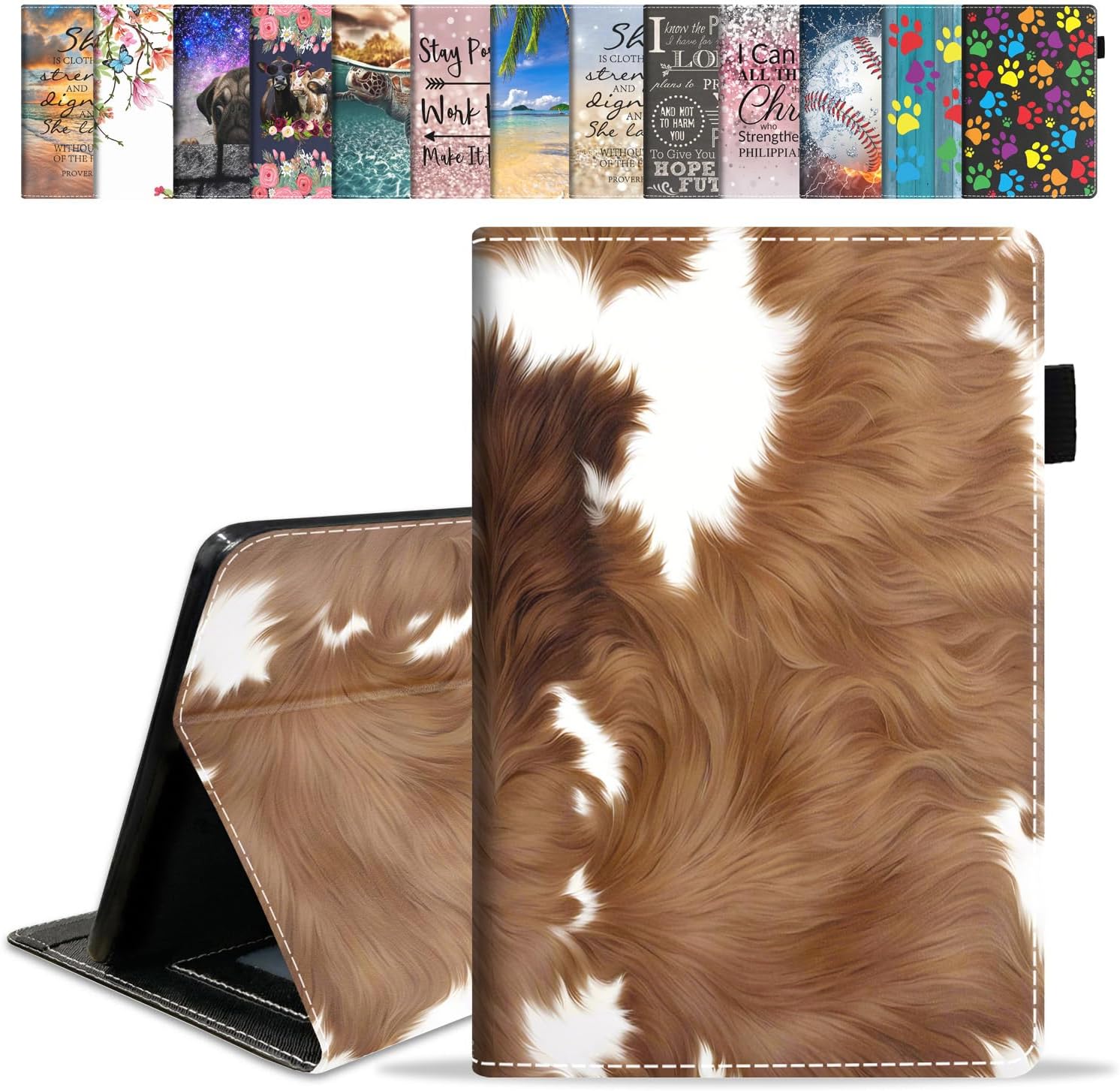 Case for Amazon Kindle Fire HD 10 & 10 Plus Tablet 10.1" (13th/11th Generation, 2023/2021 Release) - Premium PU Leather Cover with Auto Sleep Wake, Brown Cow Print