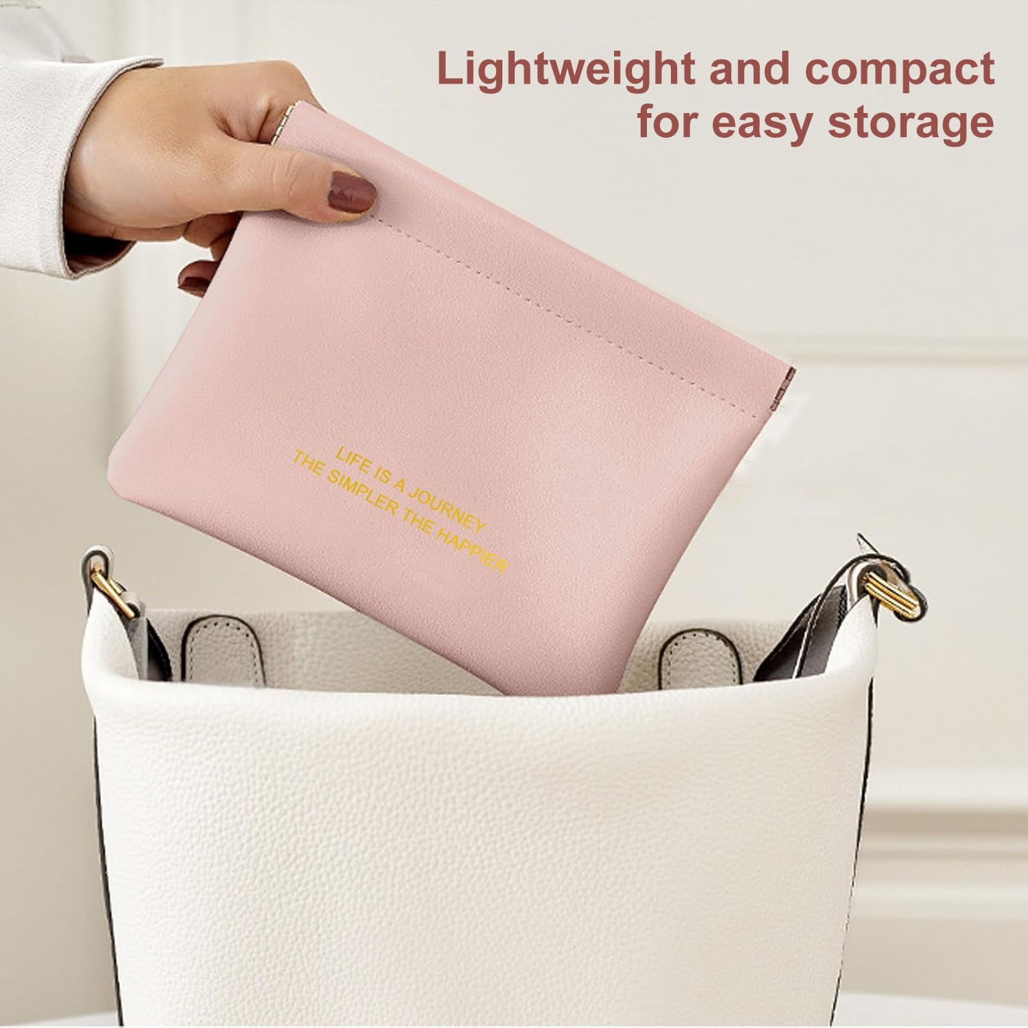 6 Pack small makeup bag for purse, snap closure leather organizer pouch,New lipstick pouch, portable mini storage bag,Two sizes Coin Purse Organizer Storage Pouch （Green + Pink + White