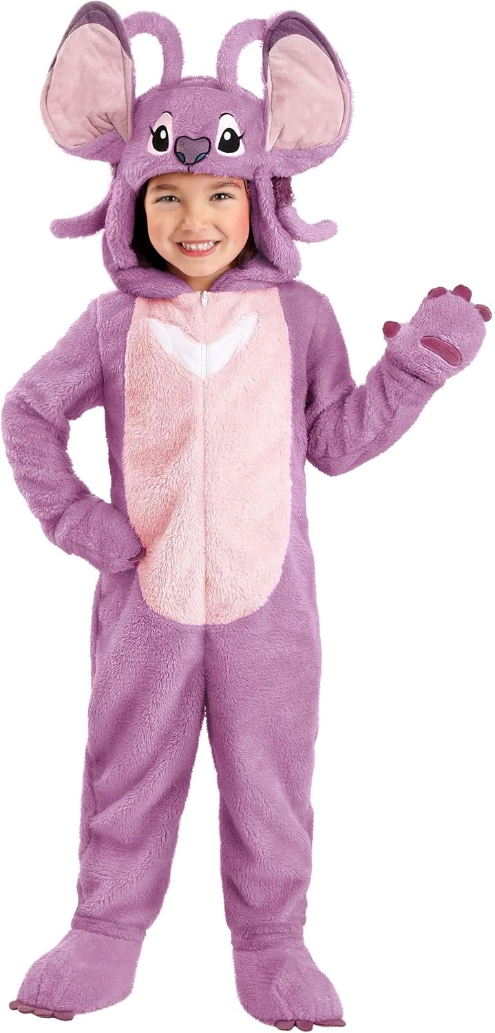 Disney's Lilo & Stitch Angel Costume For Toddlers | Officially Licensed Pink Jumpsuit With Hood And Shoe Covers