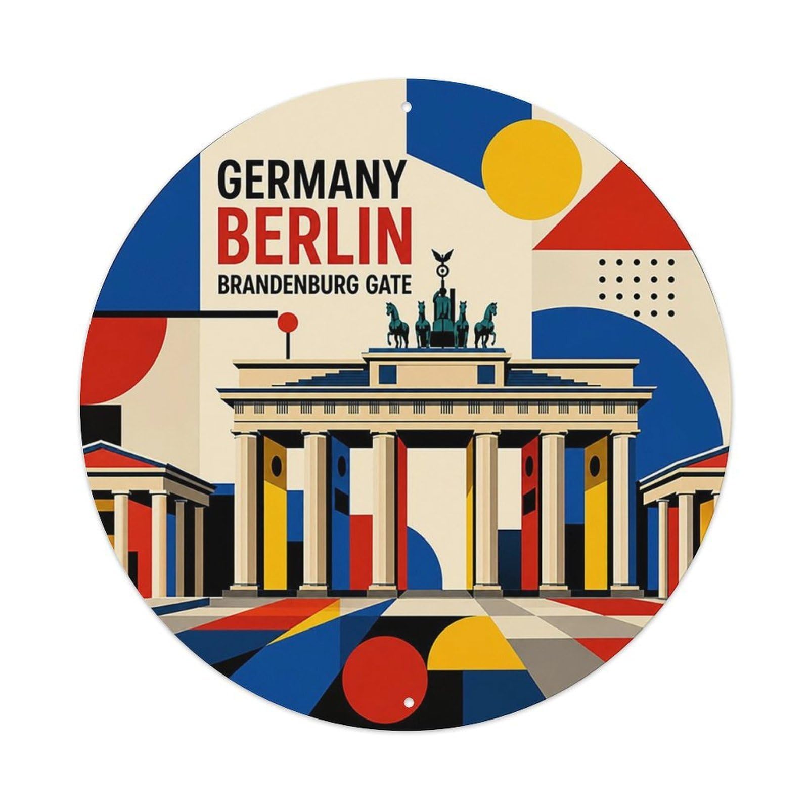 Berlin Brandenburg Gate German Geometric City Landmark Metal Tin Sign