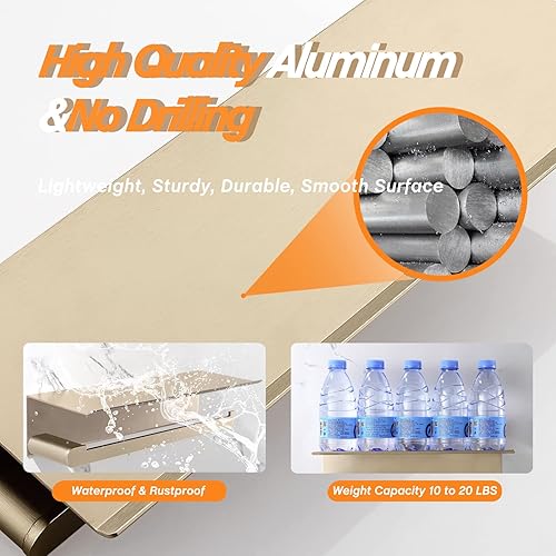 Miniatura 3 de Soporte de pared para toallas de papel para cocina, soporte autoadhesivo para toallas de papel con estante para baño, aluminio antioxidante, sin