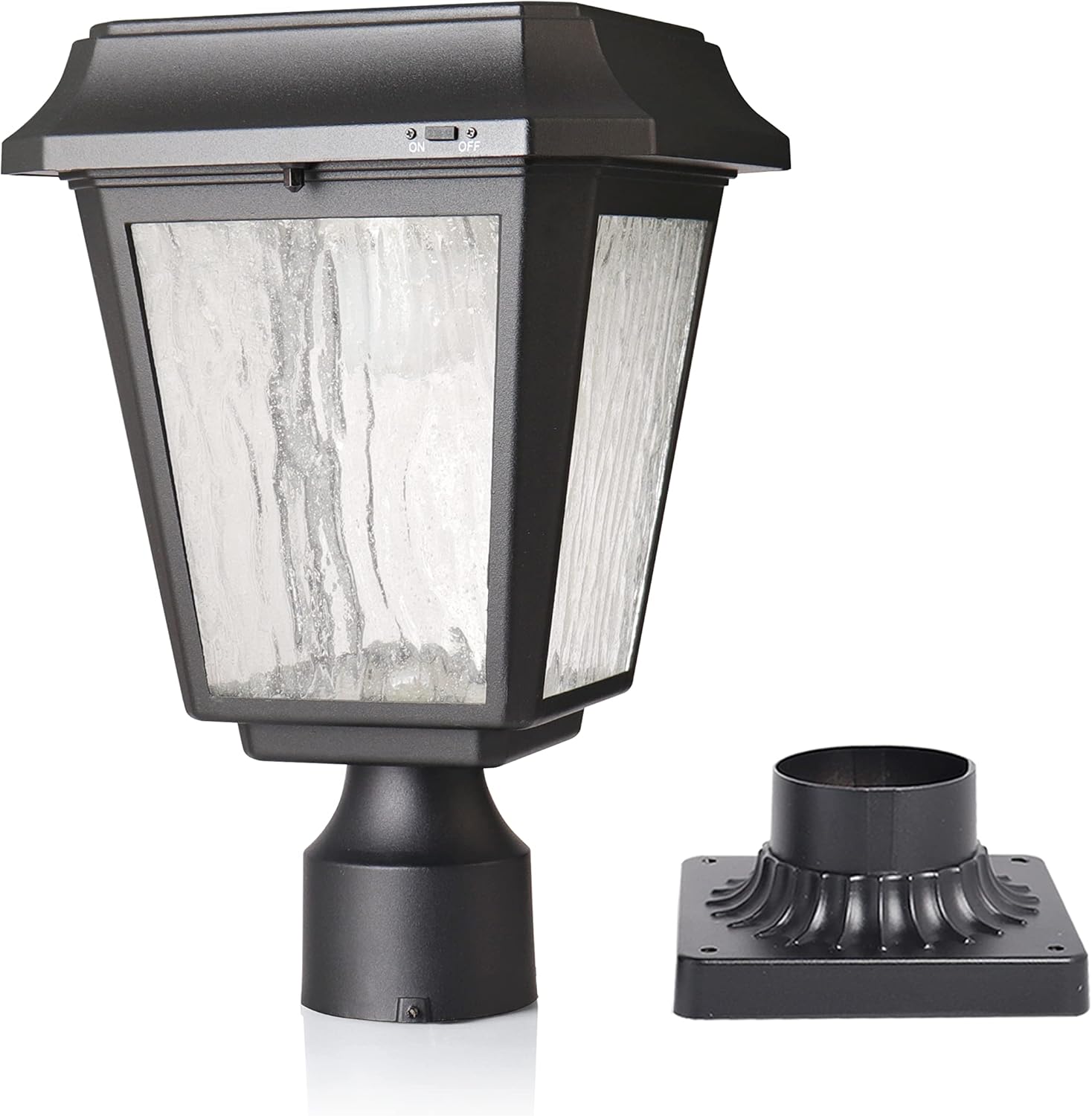 KMC LIGHTING ST4618Q Solar Post Light Outdoor Waterproof Aluminum Solar Lamp 180LM Black for Lawn Yard Pathway Garden Entryways Driveway Balcony Decoration