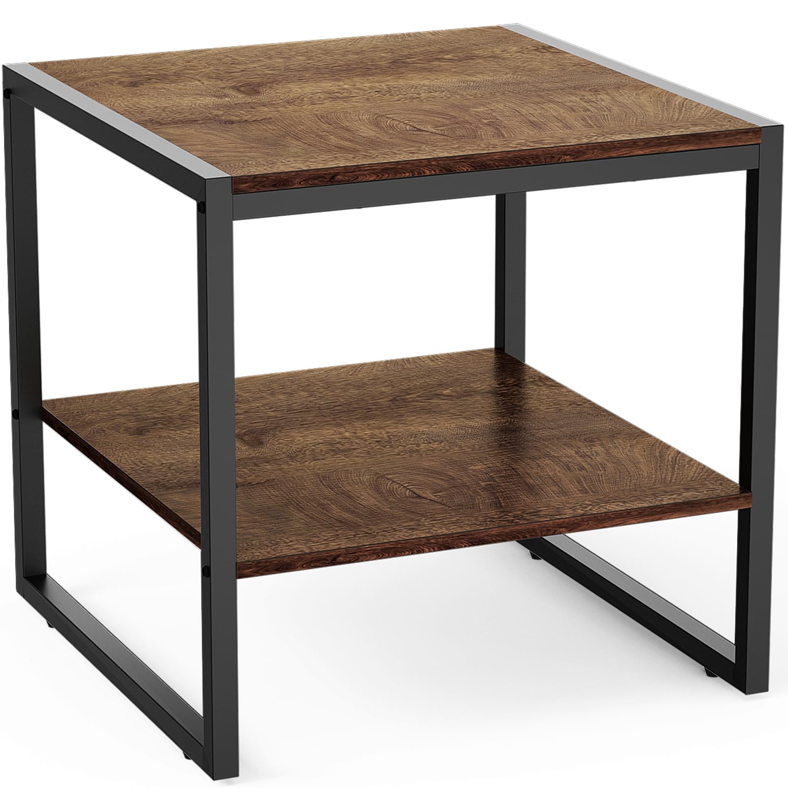 Homieasy End Table, 20 Inch Square Side Table, Mini Fridge Stand, Vintage Brown