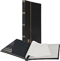 Vista 12 de LIGHTHOUSE - Libro de libros de tapa dura "BASIC" para sellos, 64 páginas de cartulina negra A4 con tiras transparentes y bisagras de lino dobles