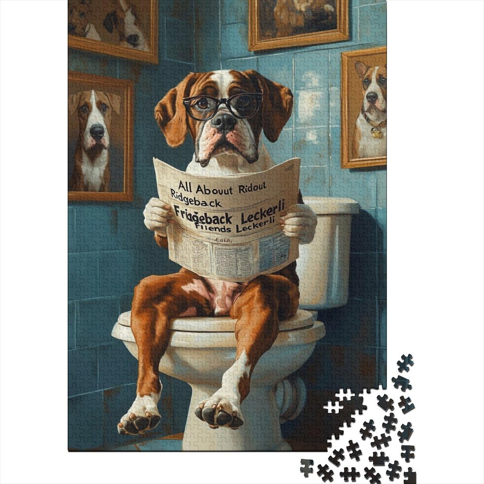 Dog Bathroom Glasses Jigsaw Puzzle 1000Pcs