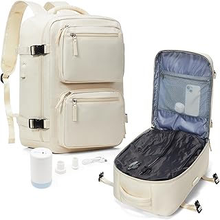 Vacuum Seal Travel Backpack with Vacuum System Air Vacpack Backpack with Air Pump Airlines Approved Space Saver Bags Carry-On Suitcase Luggage Personal Item Compression Back Pac Beige
