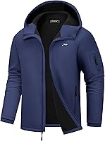 Vista 9 de WULFUL Chaqueta ligera Softshell para hombre, con forro polar, rompevientos, impermeable, suave, para senderismo al aire libre