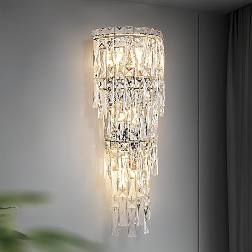 Miniatura 3 de Apliques de pared, modernos apliques de pared de cristal para interiores, lámpara de pared cromada de lujo, lámpara de pared K9 con gotas de cristal