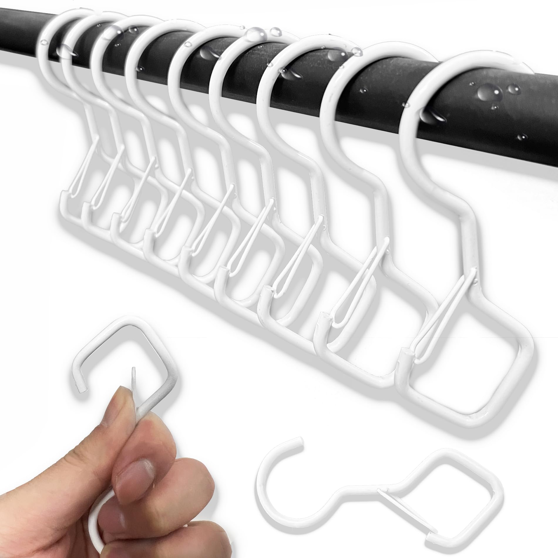 Shfyfhs White 10 Pcs S Shaped Hook, S Shaped Metal Hook, S Shaped Hooks Multifunction, S Hooks With Safety Buckle Design, For Hanging Plants, Lights, Kitchenware, Pots, Pans, Utensils, Clothes, Towels (White).