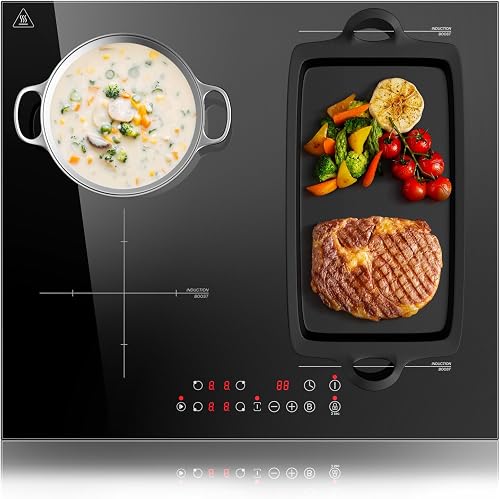 KICHPOWER Induction Hob 4 Zone with 1 Flexible Zone, Built-in Induction Hob 60 cm with Boost Function, Touch Control, 6000W, 9 Power Levels, 1-99 Min timer, Child Lock - 1