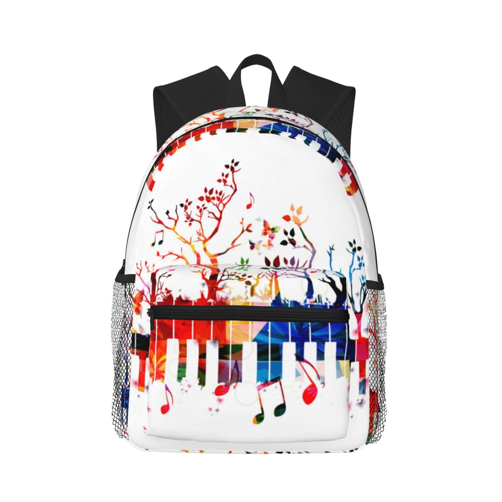 Colorful tastiera pianoforte nota musicale stampato zaino casual leggero borsa da viaggio zaino