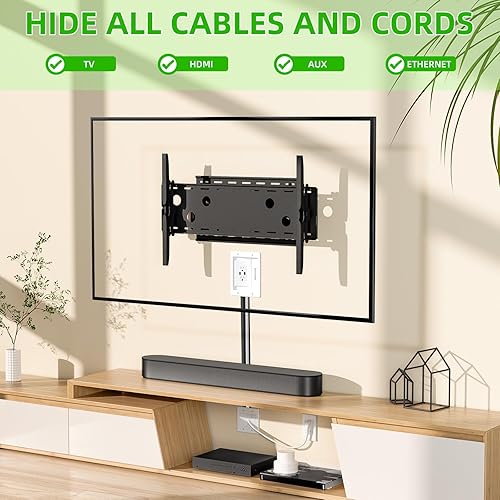 Miniatura 4 de Kit de organización de cables de pared con placa de pared de cepillo, salidas de CA y puertos USB, cable de 9 pies, toma de pared empotrada para