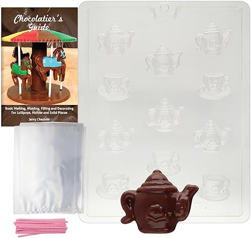 cybrtrayd D100Bite Tamaño Té Pots & Tazas Chocolate Candy Mold con la exclusiva cybrtrayd derechos de autor Chocolate moldeado instrucciones,