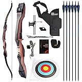 Sanlida Noble Standard Target Archery Beginner Recurve Bow and Arrows Kit for Adult and Youth, 48/54/62/66/68/70 Inch Wooden Takedown Recurve Bow Package for Training, Practice & Competition - RH Only 70" 36lbs