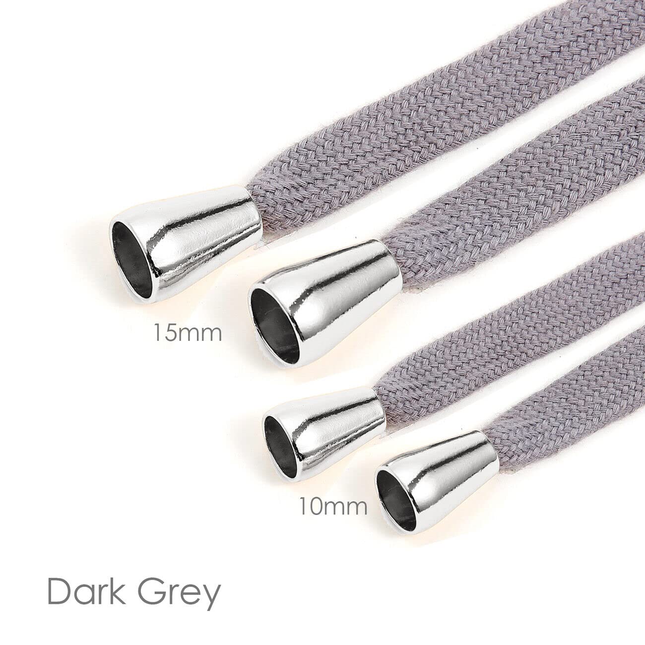 Sweatshirt Hoodie Drawstring with Silver Metal Toggle Tip Ends.100% Cotton Cord Rope,10/15mm Width.Hoody Replacement Drawstring. [15mm - Image 2