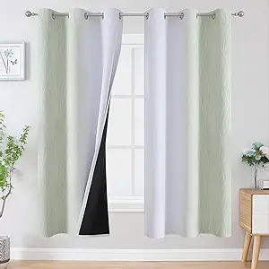 Estelar Textiler Sage and Greyish White Ombre Blackout Curtains 72 Inches Length for Bedroom, Thermal Insulated Light Blocking Grommet Gradient Blackout Drapes for Living Room, 42Wx72L, 2 Panels