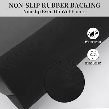 Bath Mat Bathroom Rugs, Non Slip Thin Rubber Backing Ultra Thin Bathroom Rug Fit Under Door, Quick Dry Super Absorbent Washable Shower Bath Mats, Easy Care(Dark Grey, 43 x 80 cm)