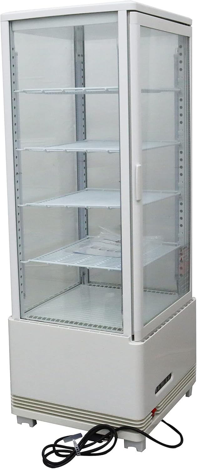 INTSUPERMAI Commercial Glass Refrigerated Cake Display Case with Interior LED Lighting Beverage Cake Refrigerator Showcase with Automatic Defrost 110V