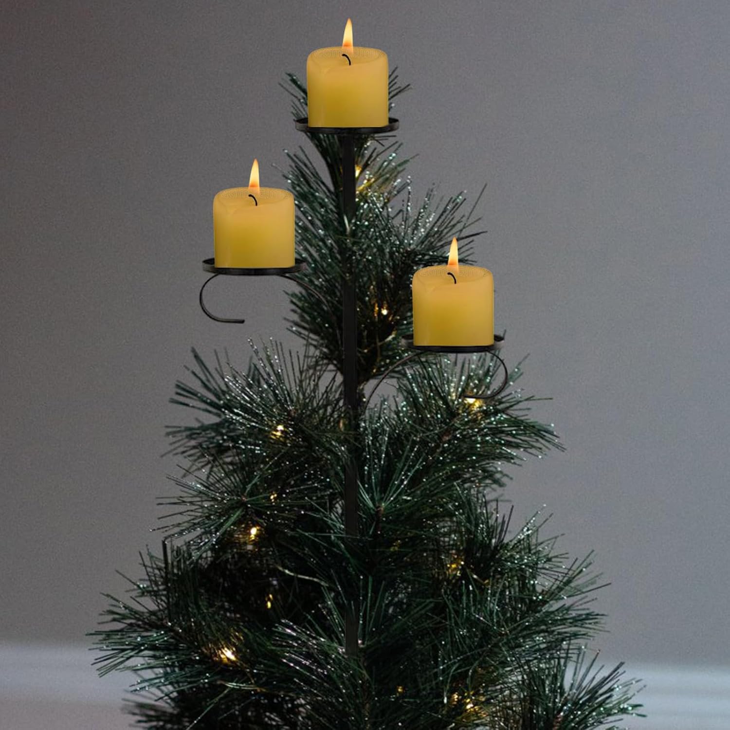 Elegant 3 Tiered Black Candle Holders Black Christmas Tree Toppers Candle Holders for Festival Home Decors