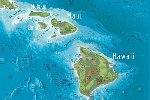 Miniatura 6 de Hawaii Map Wall Art - Framed Hawaii State Map With Travel Destinations - 36x24 Inches - Includes 500 Pins - Hawaiian Wall Art- Designed by a