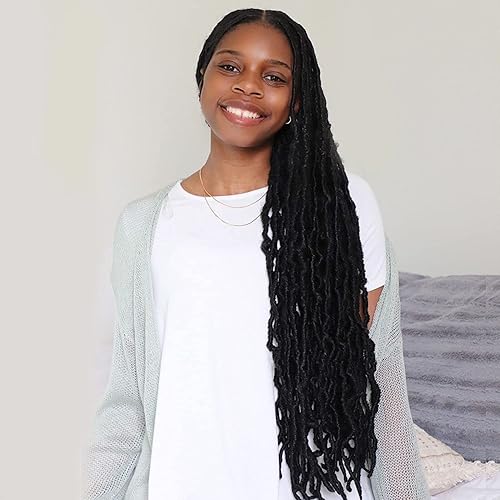 Miniatura 7 de ToyoTress Marley Twist Cabello para Trenzar - 18 Pulgadas 6 Paquetes Cabello Negro Marley para Faux Locs, Cabello Crochet Marley Twist Rizado Afro
