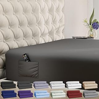 DreamCare King Fitted Sheet Only - Extra Deep 21" Pocket Fits Mattresses Up to 21", Hotel Luxury Microfiber, Oeko-Tex Certified, Grey