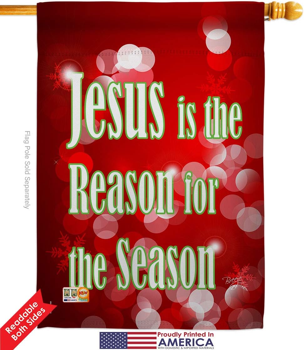 Breeze Decor Nativity Jesus is The Reason Garden House Flags Set Winter Three King Religious Holy Family Season Wintertime Christian Small Decorative Gift Yard Banner Double-Sided Made in USA 28 X 40