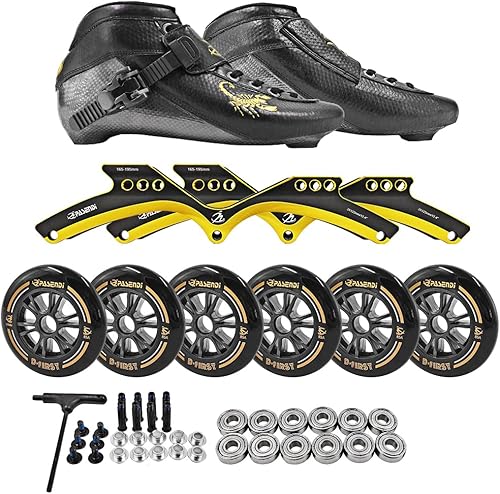 Miniatura 8 de PASENDI Zapatos de patinaje de velocidad profesionales de 3 ruedas para hombre, 0.118 x 4.921in, ruedas grandes, de fibra de carbono, zapatos de