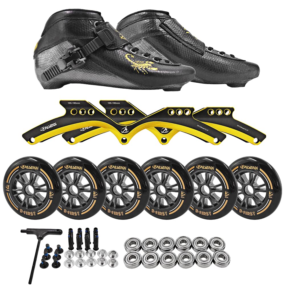 Professional Speed Skates Shoes 3 Wheels for Man 3X125MM Big Wheels Carbon Fibre Roller Skating Shoes Black Inline Skate Shoes product thumbnail 7