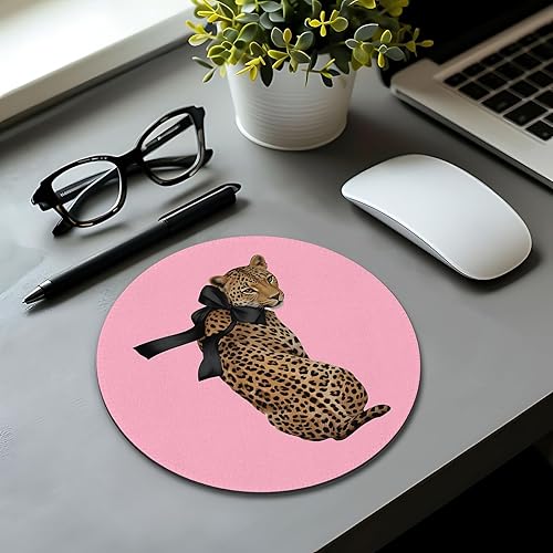 Miniatura 6 de Alfombrilla de mouse de leopardo rosa, alfombrilla de mouse retro de guepardo para escritorio, hogar, oficina, dormitorio, computadora, laptop,