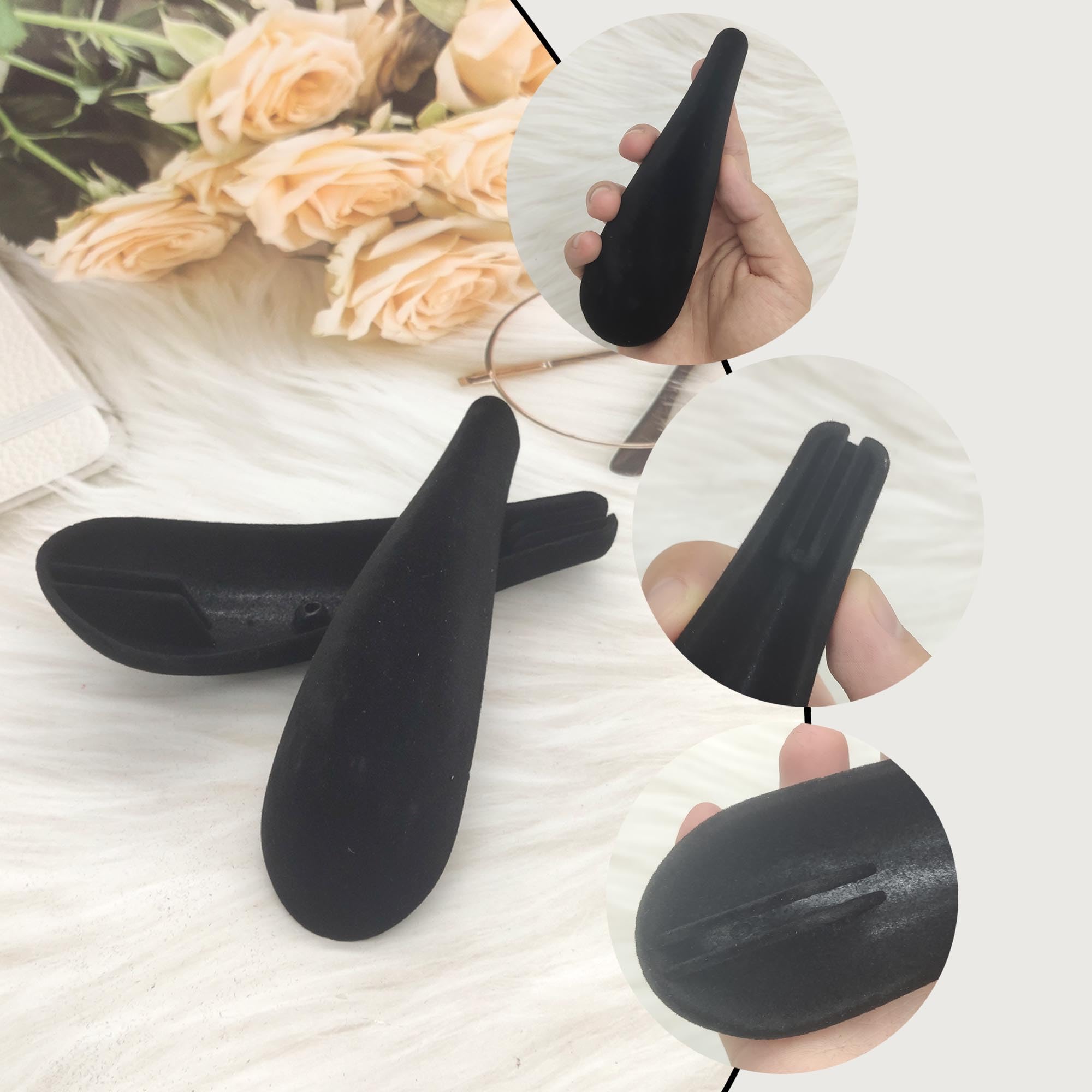 ZAHD 6 PCS Inserciones de perchas acolchadas flocadas Perchas flocadas con almohadillas antideslizantes para hombros soporte de espuma para hombros para suéteres trajes abrigos (Negro)