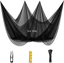 3 x 15 m Insect and Fly Netting by the Metre DIY with Ties, Measure and Scissors for Gazebos, Terraces, Balconies, Camping Protects Against Mosquitoes, Flies and Birds