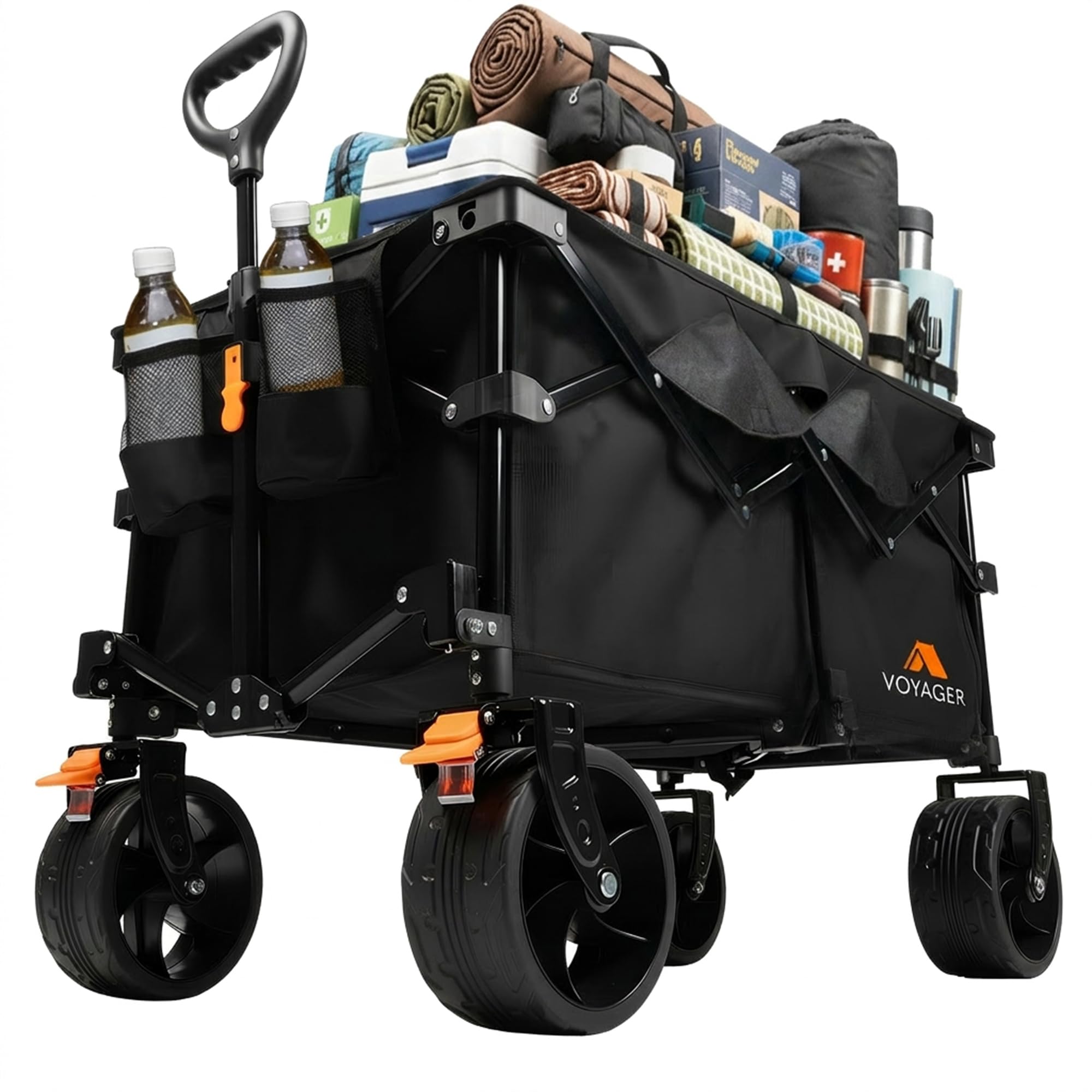 Voyager Heavy duty Camping Wagon 300L - Compact Folding Utility Trolley with All Terrain Wheels - 150kg Weight Capacity - Portable Collapsible Cart for Camping, Festivals, Beach & Outdoor Use