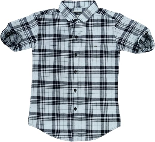 SKY PEARL Regular Fit Cotton Casual Check Shirt for Boys