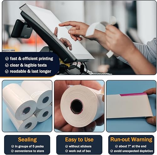 Miniatura 3 de (50 rollos) Rollos de papel térmico de 2 14 x 50 pulgadas, rollos de papel térmico sin BPA, 2.25 pulgadas de ancho y 50 pies de largo por rollo de
