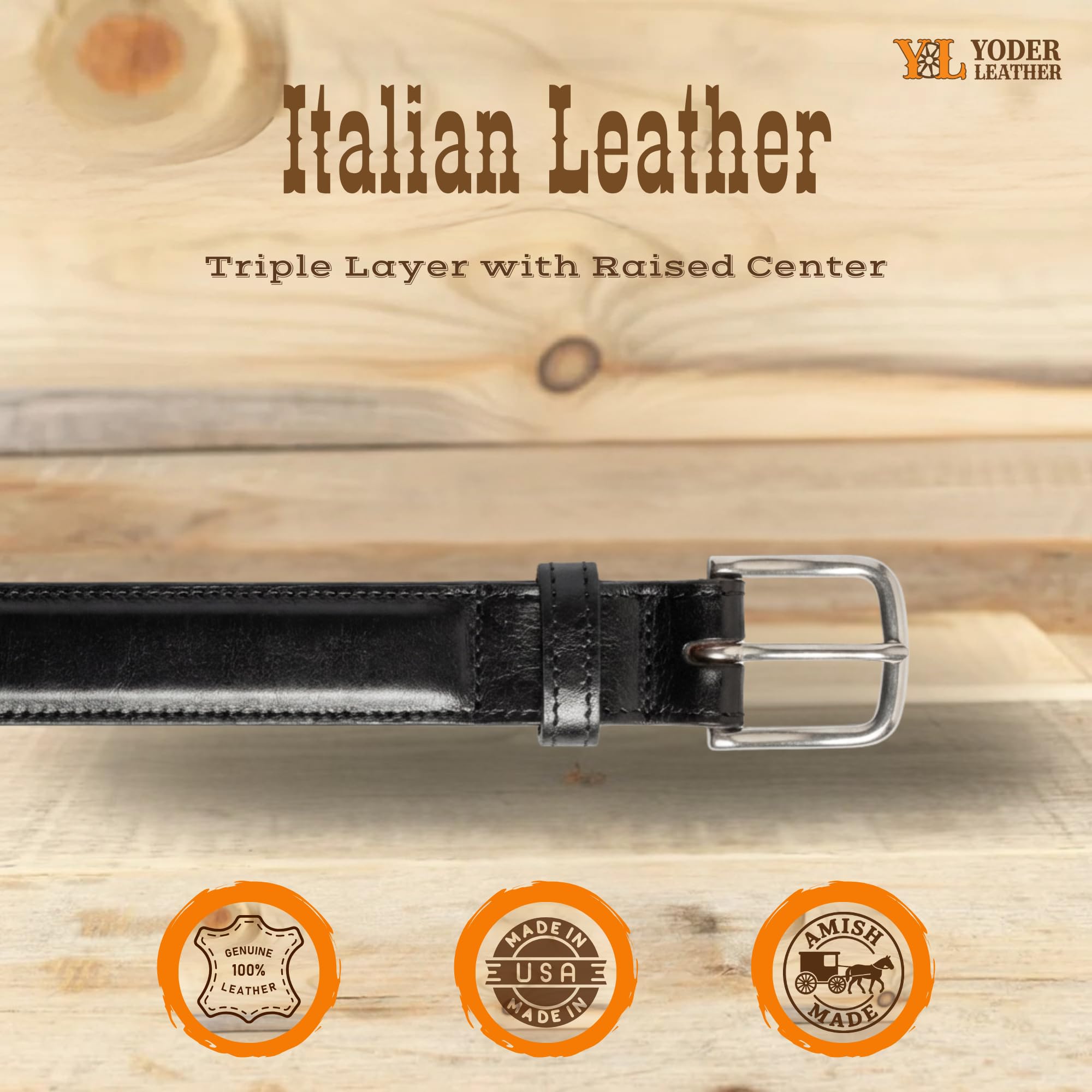 Yoder Leather Company Handgefertigter Gürtel aus italienischem Leder