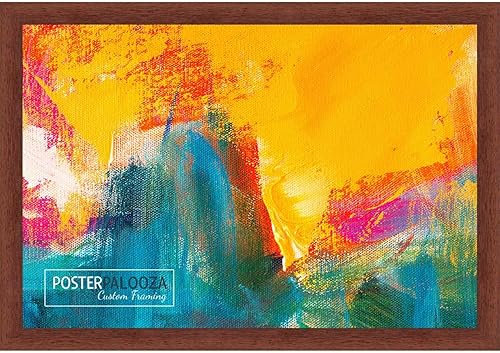 40x27 Traditional Walnut Complete Wood Picture Frame with UV Acrylic, Foam Board Backing, & Hardware - Great For One Sheet Movie Posters