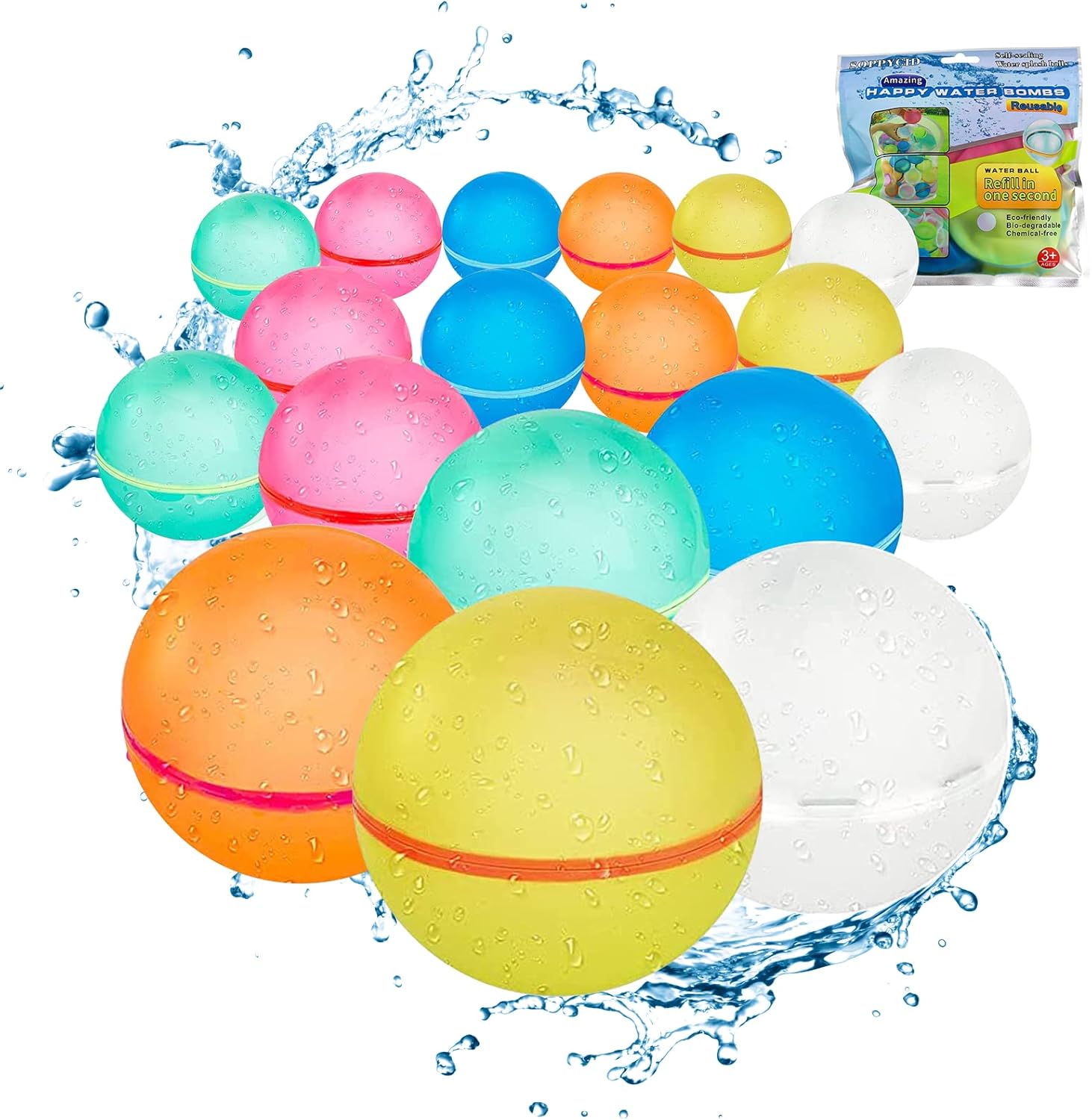 Reusable Water Balloons, Pool Beach Toys for Boys and Girls, Summer Toy Water Toy for Kids Ages 3-12, Outdoor Activities Water Games Toys Self Sealing Water Splash Ball for Fun