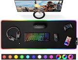 Gimars XXL Tapis de Souris RGB Gaming, Grand Tapis Souris avec 12 Modes d'Éclairage LED, Mouse Pad avec Tissu Micro-Tissé, Tapis Épaissi de 5 mm pour Gamer, Bureau,800 x 300mm - 1