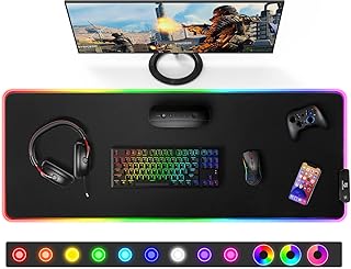 Gimars XXL RGB Gaming Mouse Pad, Large Mouse Pad with 12 LED Lighting Modes, Mouse Pad with Micro-Woven Fabric, 5 mm Thick…